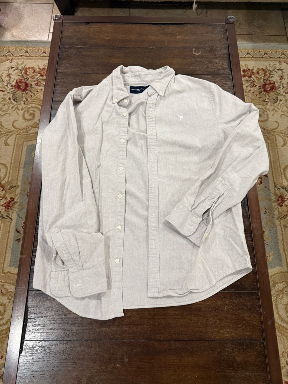 Abercrombie & Fitch Light Gray Button-Down Oxford Shirt
